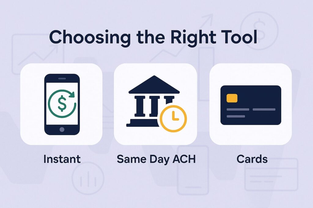 Instant vs. Same Day ACH vs. Cards: Choosing the Right Tool